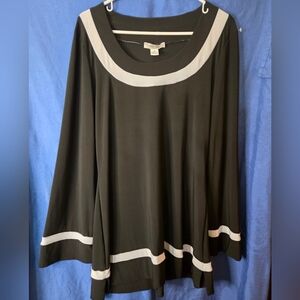 White House Black Market Elegant Black Mini Dress with White Trim